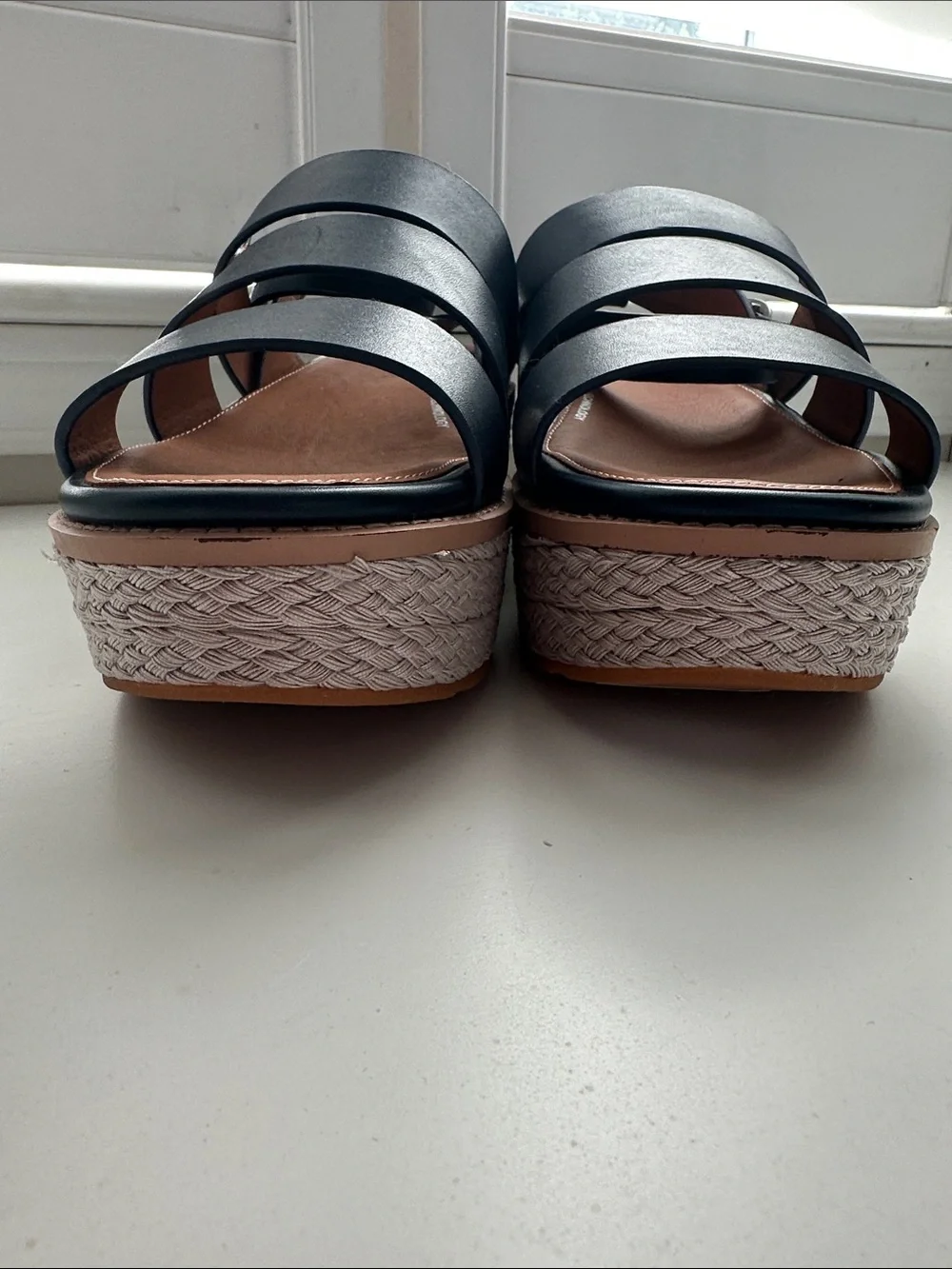 FitFlop Eloise Back Strap espadrille platform wedge sandals. Navy and NWOT!